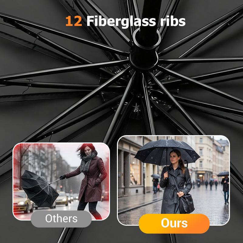 ☔✨50% OFF! 🌧️💨 12-Rib Windproof Umbrella – Large Coverage, Compact Fold & Durable Frame for Heavy Rain & Wind. ✨