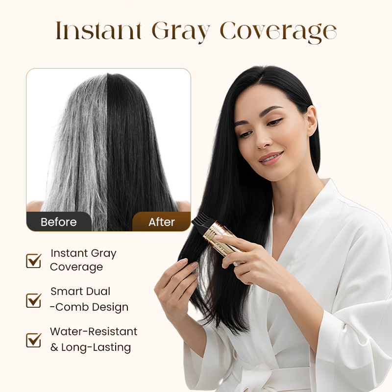 ✨ 2-IN-1 HAIR DYE COMB - Precision Application for Gray Coverage, Non-Drip Formula with Nourishing Argan Oil, 5 Min Processing Time✨