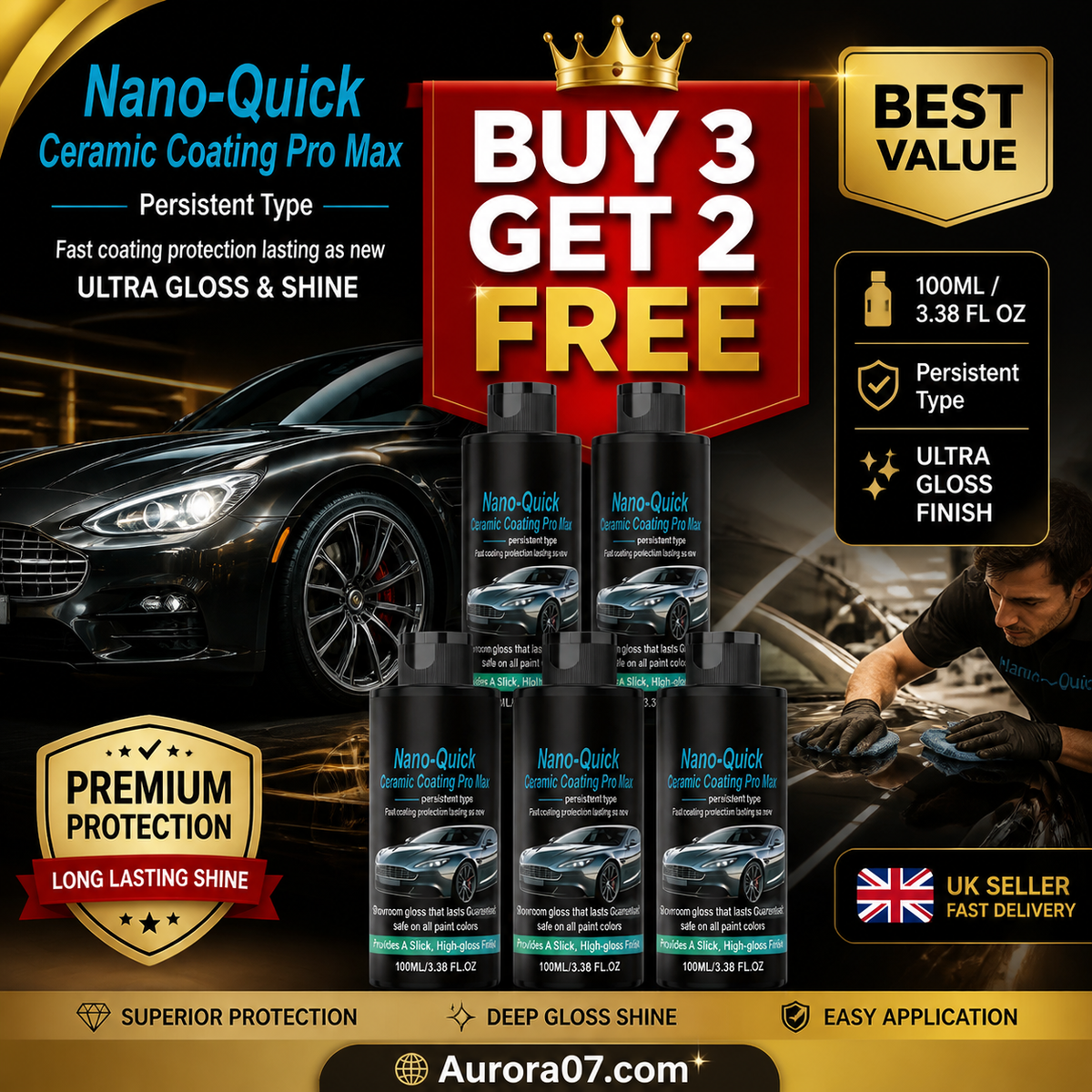 High-Gloss Hydrophobic Nano Ceramic Coating Spray