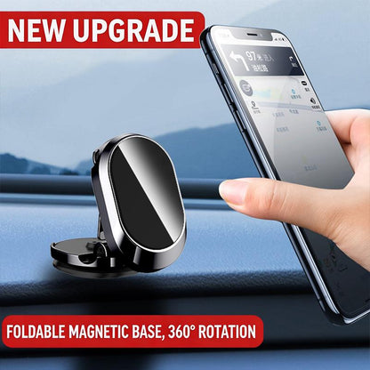🚗 Foldable Metal Magnetic Car Phone Holder📱 - 360° Rotating, Adjustable Angle & Height Dashboard Mount, Strong Magnetic Hold, Compact Universal Hands-Free Phone Stand for Cars