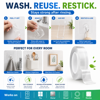 ⭐🔄Wash & Reuse Like Magic! Reusable Nano Grip Tape – Your Smart, Money-Saving Helper