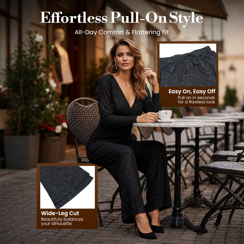 🥰Women's Sequin Sparkle Wide Leg Pants with Elastic Waistband