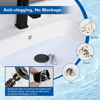 Upgraded 3-in-1 Bathroom Sink Drain Strainer