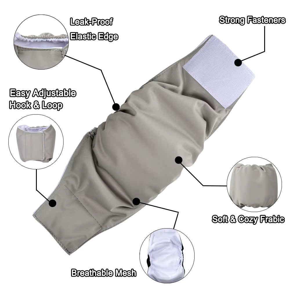 Washable Pet Diapers for Female Male Dogs, Reusable Doggy Diapers