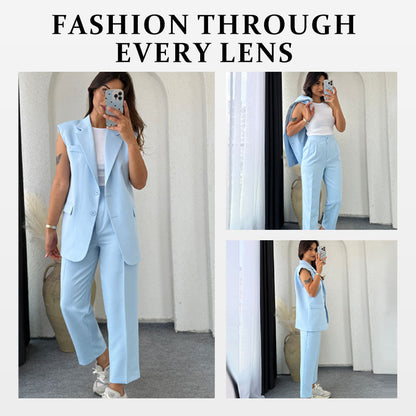 🌸New Arrival 50%OFF💖 Women’s Stylish Sleeveless Blazer & High-Waisted Pants Set