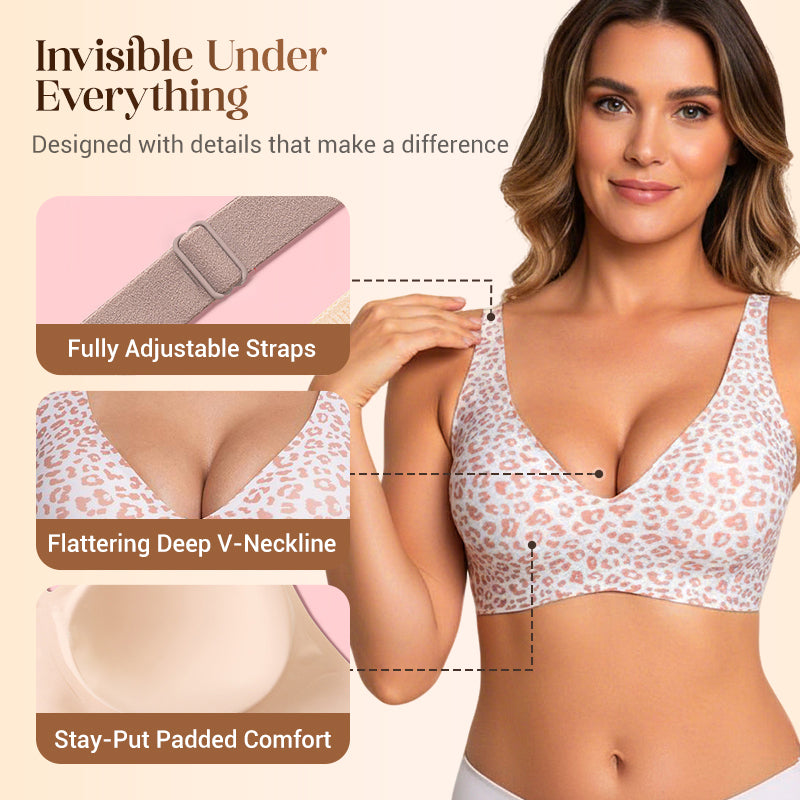 💕Women’s Comfortable Wireless Bras Push Up Bralettes Seamless Tshirts Bras Deep V Everyday Bras