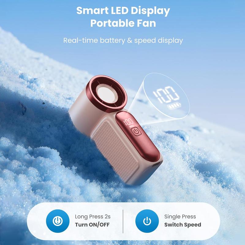 ❄️Mini Handheld Fan with LED Display👍5-Speed Turbo Pocket size Fan✨USB Rechargeable, High-Speed Cooling for Travel & Makeup