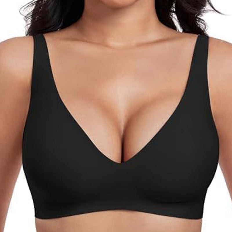 💕Women’s Comfortable Wireless Bras Push Up Bralettes Seamless Tshirts Bras Deep V Everyday Bras