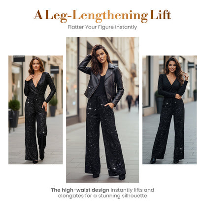 🥰Women's Sequin Sparkle Wide Leg Pants with Elastic Waistband