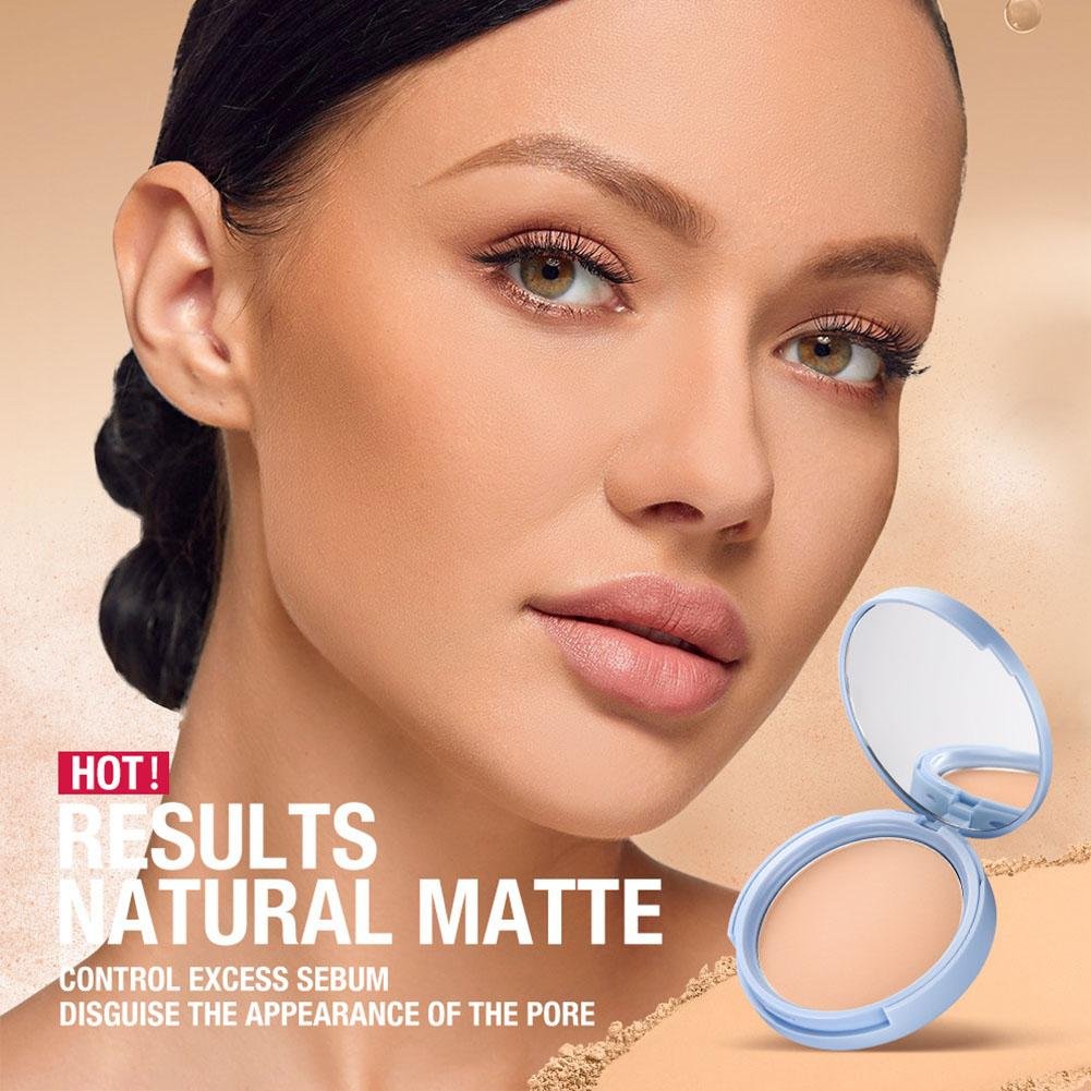 Matte Perfection Pressed Powder Foundation, Oil Control Long Lasting Face Setting Powder, Buildable Coverage Compact Powder