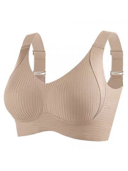 💕Subtle Striped Seamless Bra with W-Support – Comfort & Style!