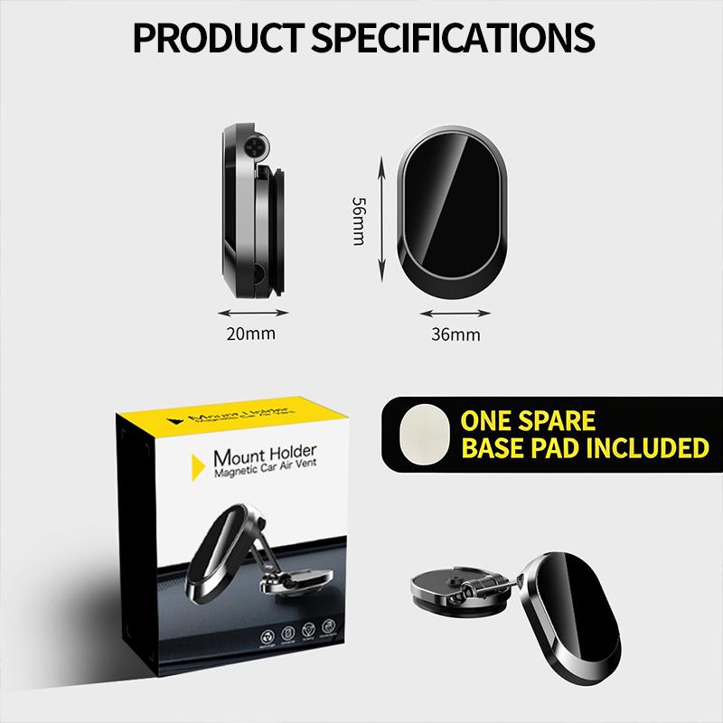 🚗 Foldable Metal Magnetic Car Phone Holder📱 - 360° Rotating, Adjustable Angle & Height Dashboard Mount, Strong Magnetic Hold, Compact Universal Hands-Free Phone Stand for Cars