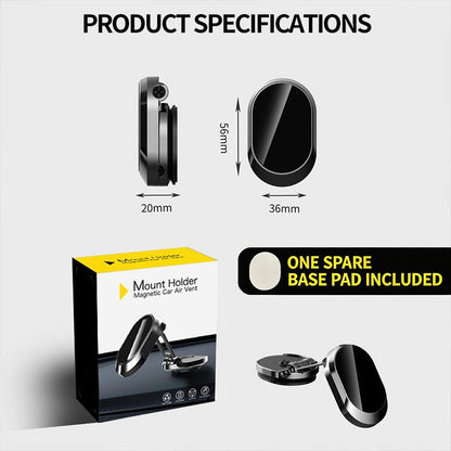 🚗 Foldable Metal Magnetic Car Phone Holder📱 - 360° Rotating, Adjustable Angle & Height Dashboard Mount, Strong Magnetic Hold, Compact Universal Hands-Free Phone Stand for Cars