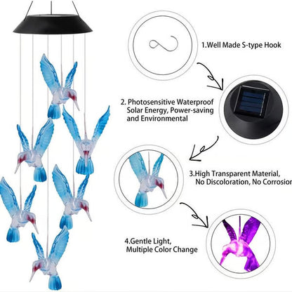 🦋 Enhance Your Garden✨Creative Bird Design Solar Wind Chimes