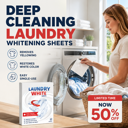 💥Deep Cleaning Laundry Whitening Sheets ✨Powerful Stain Remover Brightening Fabric Laundry Cleaning Sheets