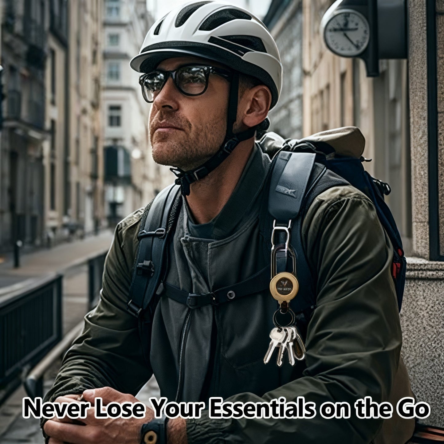 🏆Keychain with retractable carabiner 🎣 – 65 cm steel lanyard, sturdy badge holder, lightweight EDC accessory for keys, ID cards, and outdoor use