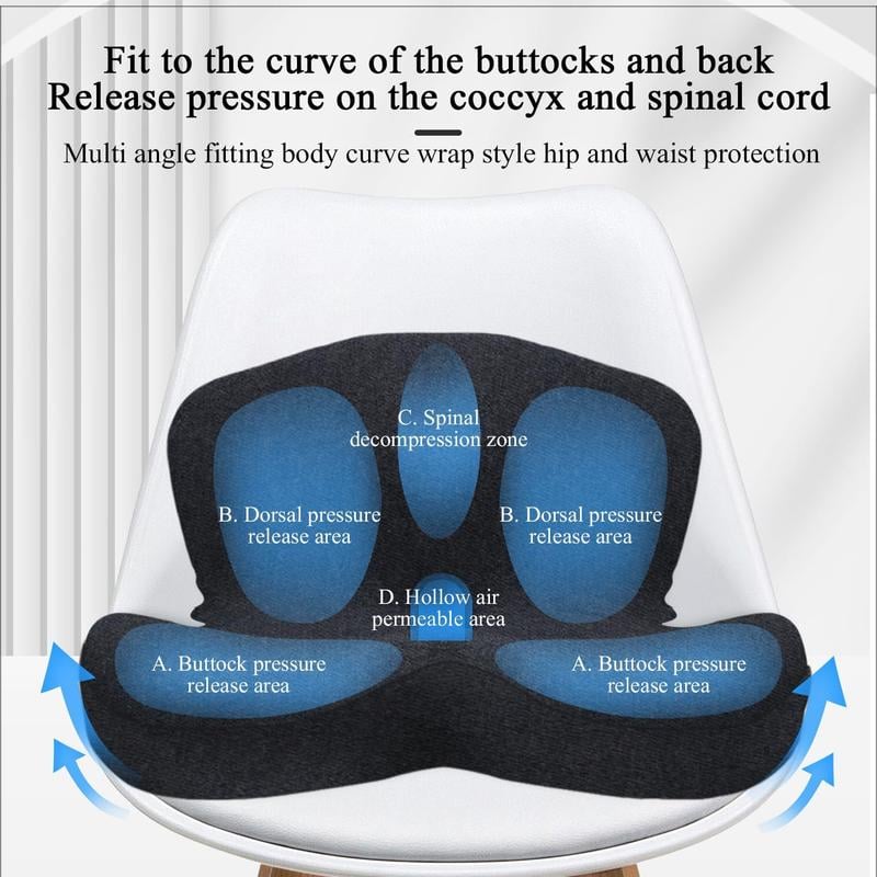 💎Non-Slip Memory Foam Seat Cushion – Prostate Pressure Relief, Sciatica Pain Relief, Breathable Mesh & Universal Fit for Car, Office & Wheelchair