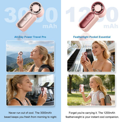 ❄️Mini Handheld Fan with LED Display👍5-Speed Turbo Pocket size Fan✨USB Rechargeable, High-Speed Cooling for Travel & Makeup