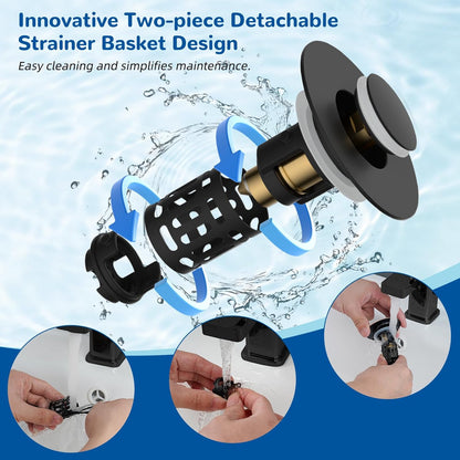 Upgraded 3-in-1 Bathroom Sink Drain Strainer