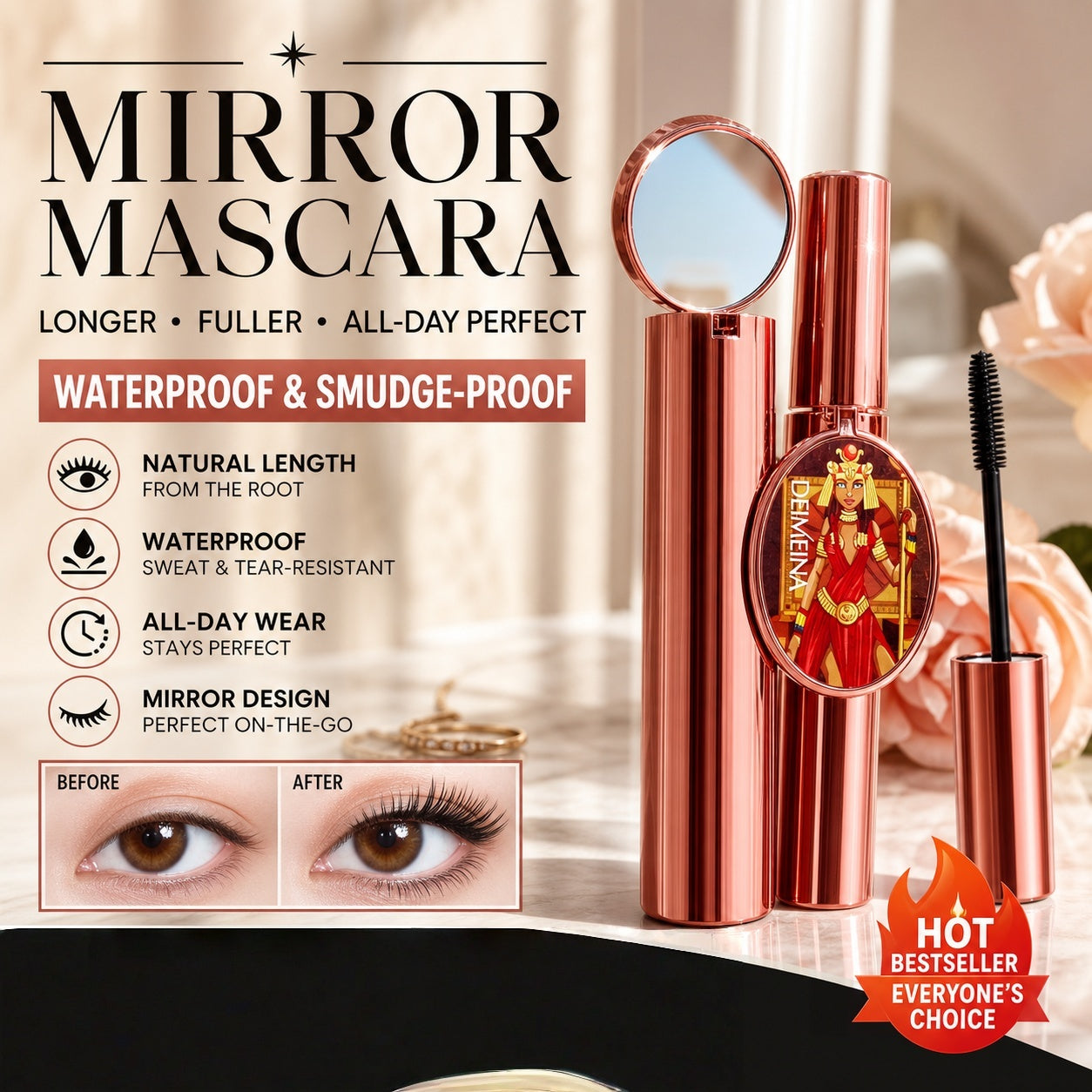 ✨️Recommended by beauty bloggers! 👱‍♀️Enlarge your eyes and restore your beauty!4D Mascara Lengthening and Volumizing Eyelashes