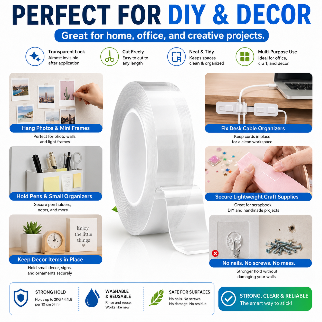 ⭐🔄Wash & Reuse Like Magic! Reusable Nano Grip Tape – Your Smart, Money-Saving Helper