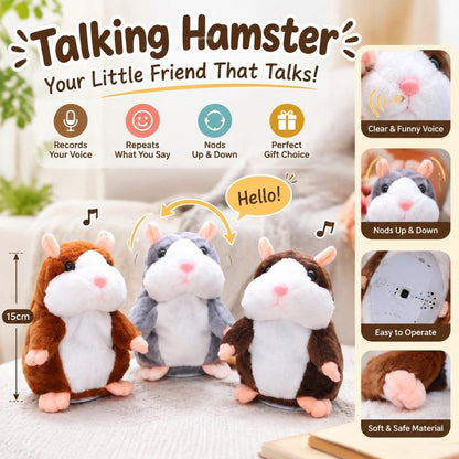 Talking Hamster Plush – repeats whatever you say, auto head-shaking, hilarious fun for kids & adults