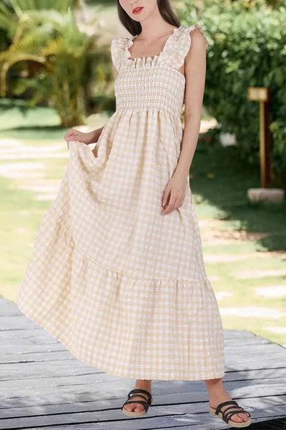 💃Women's Vintage Plaid Clashing Dresses