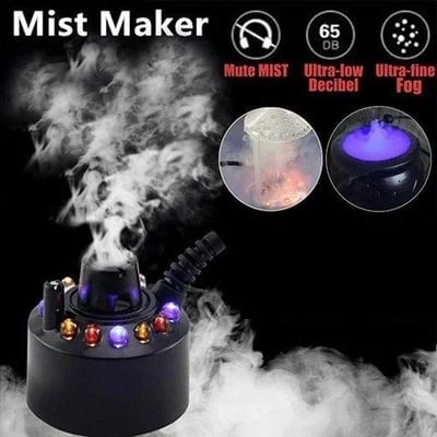 💨 12-LED Ultrasonic Mist Maker Fogger – Creates cool mist & colourful light – Perfect for humidifiers, fountains or Halloween decor – runs quietly in water 💧✨