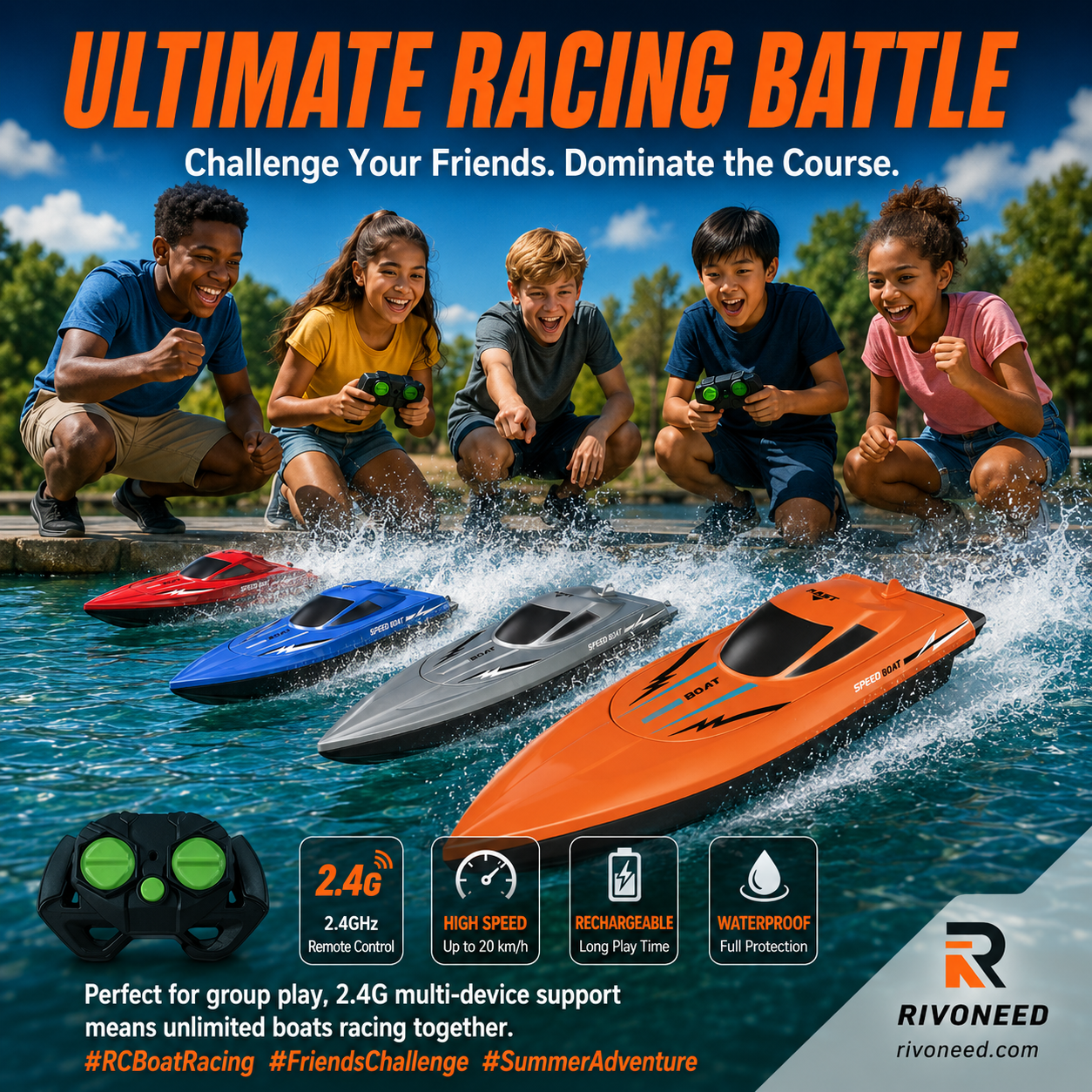 🎮 🚢 HALF PRICE! High-speed 2.4G RC boat with dual motors