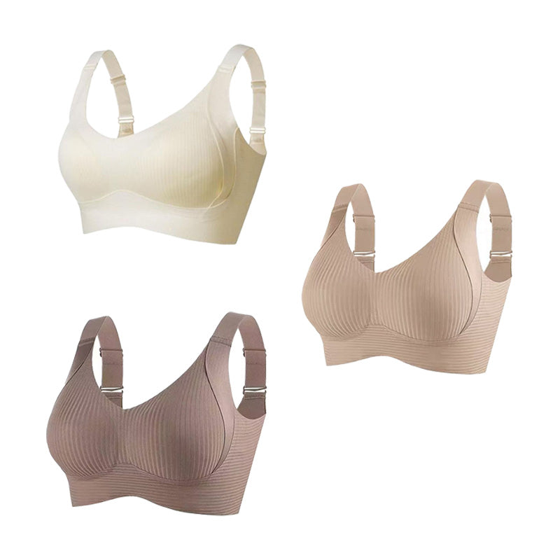 💕Subtle Striped Seamless Bra with W-Support – Comfort & Style!