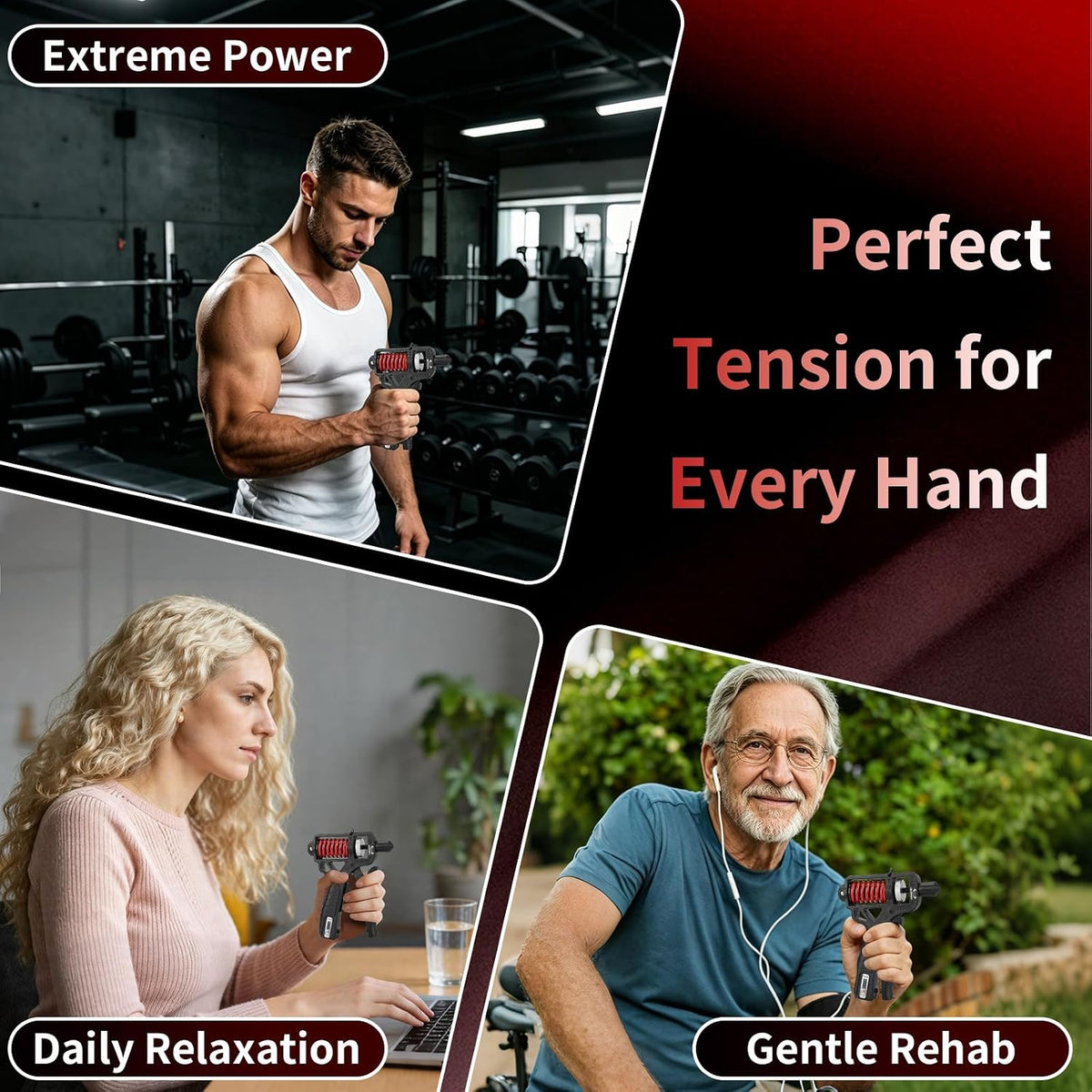 Adjustable Hand Grip Strengthener - Build Forearm Strength & Relieve Wrist Pain, 5 Resistance Levels for Home/Gym Use