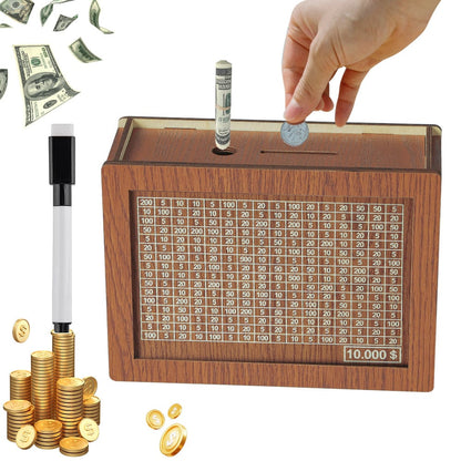Cash Vault Wooden Savings Box