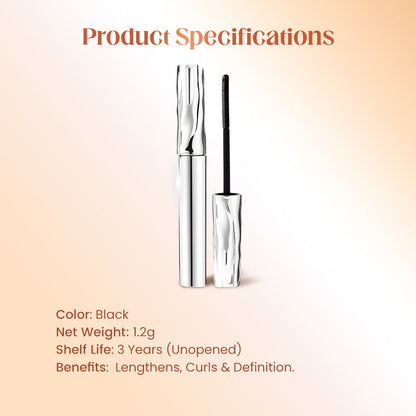 ✨ Waterproof Fiber Mascara - Intense Length & Curl with Enriched Fibers for Clump-Free Volume All Day 🌟