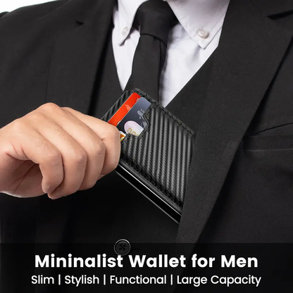 ✨AirTag Wallet for Men - with Pop Up Aluminum Case Money Clip Slim Leather Slots Credit Card Holder RFID Blocking Bifold Minimalist Wallet