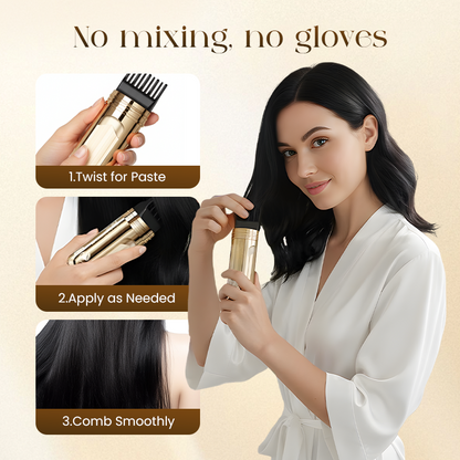 ✨ 2-IN-1 HAIR DYE COMB - Precision Application for Gray Coverage, Non-Drip Formula with Nourishing Argan Oil, 5 Min Processing Time✨