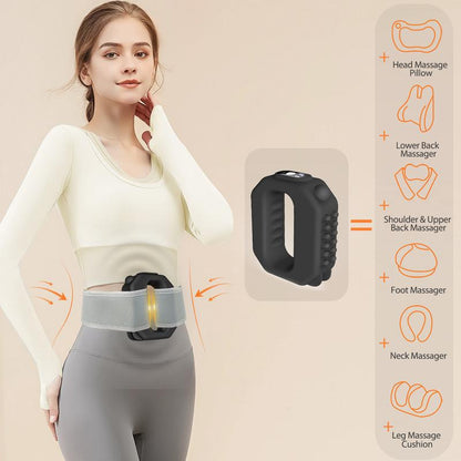 ✨3‑in‑1 Vibrating Fascia Ring Massager – Adjustable Waist Strap Portable Muscle Relief Massager for Back, Hip & Body Tension Release