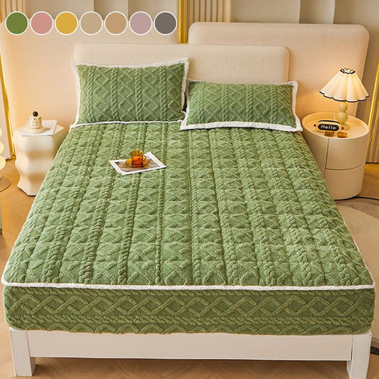 🛏️WARM FITTED BED SHEET - Brushed Flannel & Deep Pocket (Up to 40cm), Non-Slip Corners for All-Season Comfort