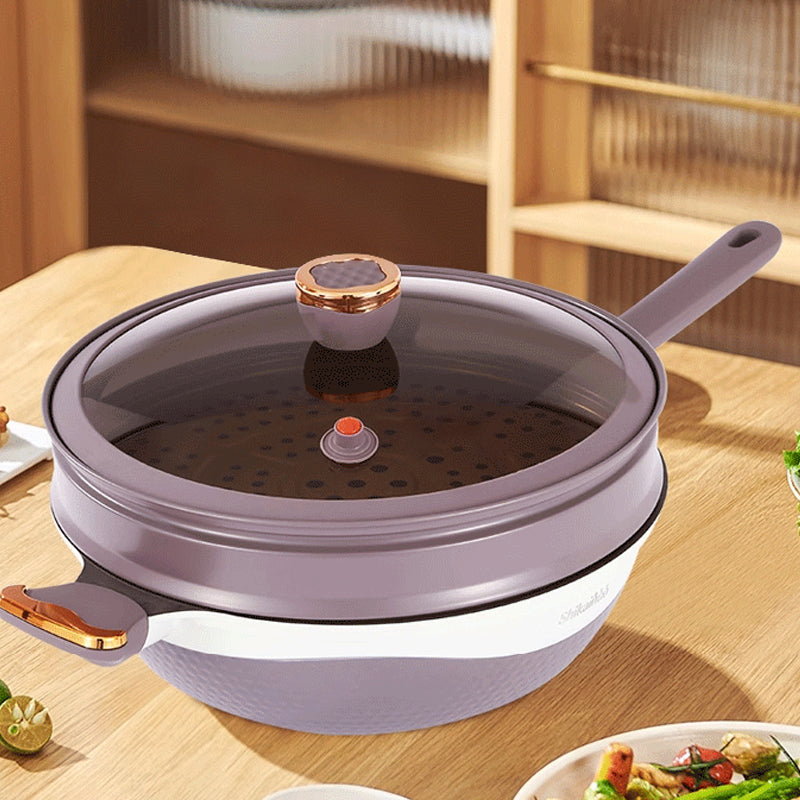 🍳🔥 Non-Stick Pan with Steamer Basket - Healthy Cooking without Oil, Even Heat Distribution for Perfect Results Every Time ✨