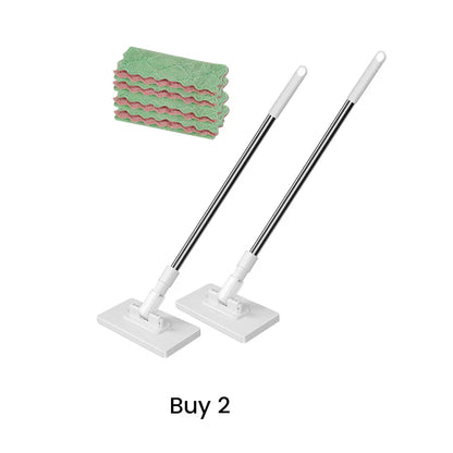 🏆Flat Mop with Stainless Steel Handle, come with Reusable Washable Mop Cloths