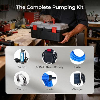 🥇【Industrial-Grade High-Efficiency Choice】38mm High-Power Oil/Water Pump Kit｜💯Blue Portable Design｜Easy to Carry｜Versatile Applications!🌟