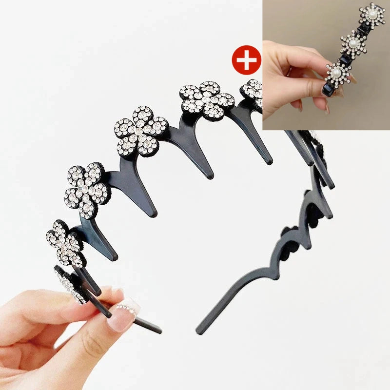 💥Wavy Crystal Headband Set - Lightweight Non-Slip Girly Feminine Hair Accessory, Sparkling Crystal-Accented Wave-Shape Band for Weddings & Everyday Wear, Girly Feminine Items