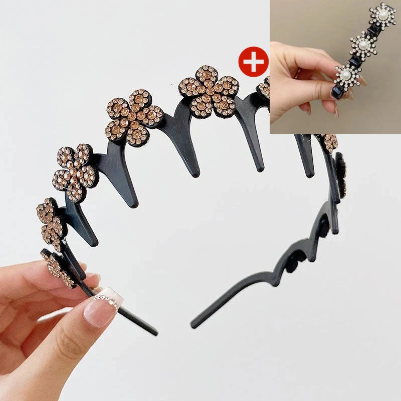 💥Wavy Crystal Headband Set - Lightweight Non-Slip Girly Feminine Hair Accessory, Sparkling Crystal-Accented Wave-Shape Band for Weddings & Everyday Wear, Girly Feminine Items