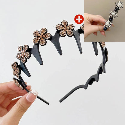 💥Wavy Crystal Headband Set - Lightweight Non-Slip Girly Feminine Hair Accessory, Sparkling Crystal-Accented Wave-Shape Band for Weddings & Everyday Wear, Girly Feminine Items