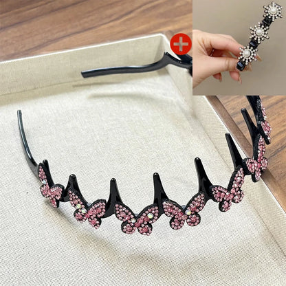 💥Wavy Crystal Headband Set - Lightweight Non-Slip Girly Feminine Hair Accessory, Sparkling Crystal-Accented Wave-Shape Band for Weddings & Everyday Wear, Girly Feminine Items