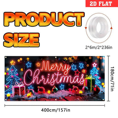 🎅 HOLIDAY HAUL SALE🎇🚪UV Activated Christmas Garage Door Cover Banner, Glows in Dark🔥🎉