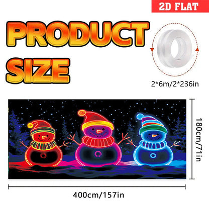 🎅 HOLIDAY HAUL SALE🎇🚪UV Activated Christmas Garage Door Cover Banner, Glows in Dark🔥🎉