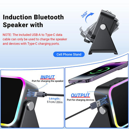 🔥5-in-1 wireless Bluetooth speaker with induction function and adjustable cell phone holder