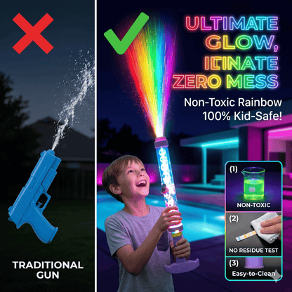 🌈 Bright rainbow LED water pistol | Summer fun that bursts into life as if by magic!