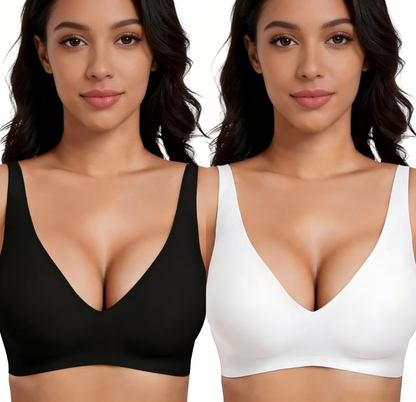 💕Women’s Comfortable Wireless Bras Push Up Bralettes Seamless Tshirts Bras Deep V Everyday Bras