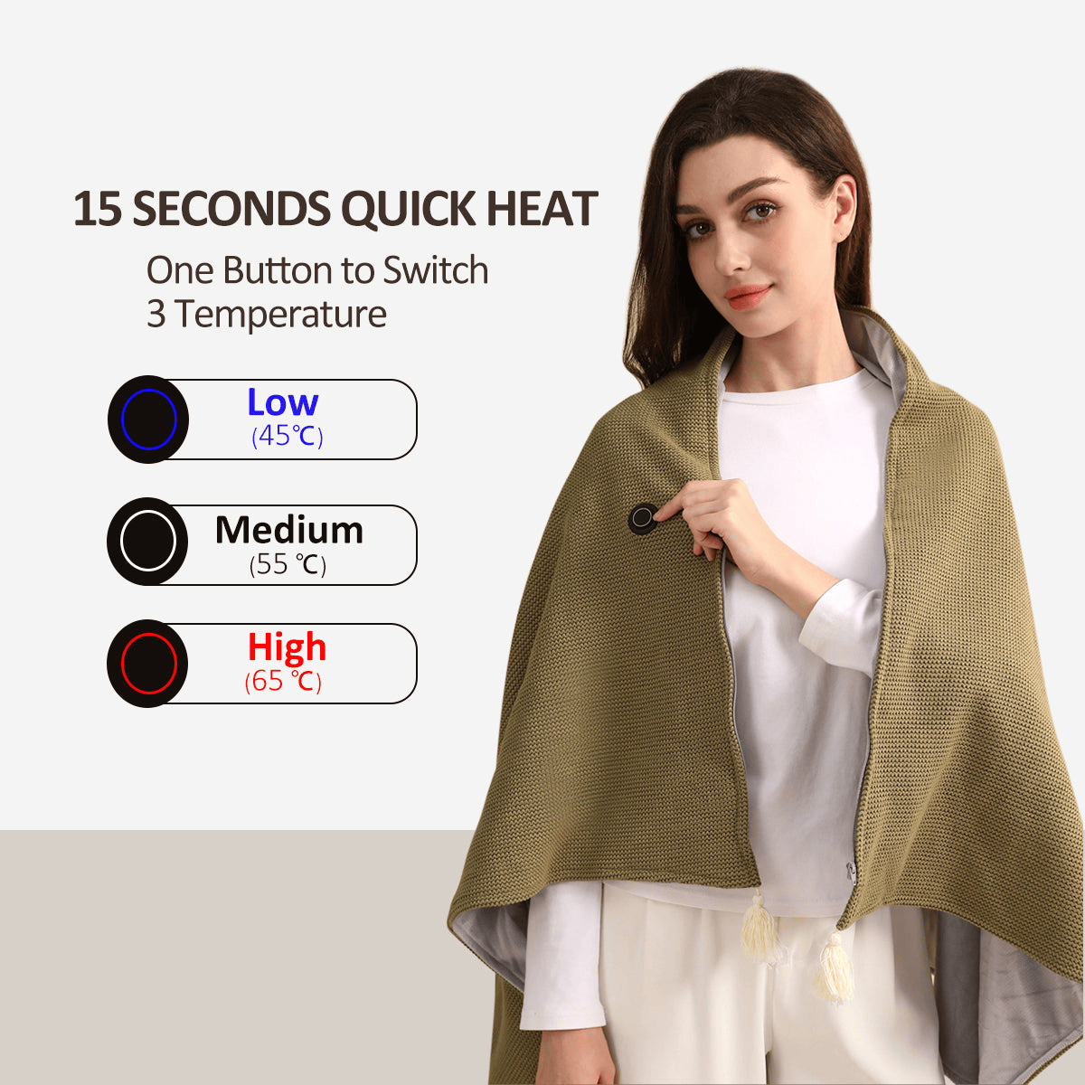Portable Soft Zipper Electric Heated Blanket Shawl☀️Warm the entire winter